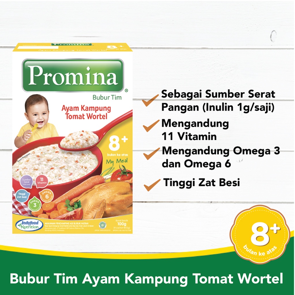 Promina Bubur Tim 8+ Ayam Kampung Tomat Wortel Box 100 g x 1Pcs