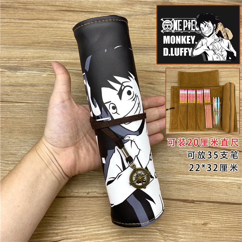◊☃Sera One Piece Scroll Pen Tas Topi Jerami Luffy Zoro Chopper Kapasitas Besar Kotak Alat Tulis Sastra Korea Segar Kotak Pensil