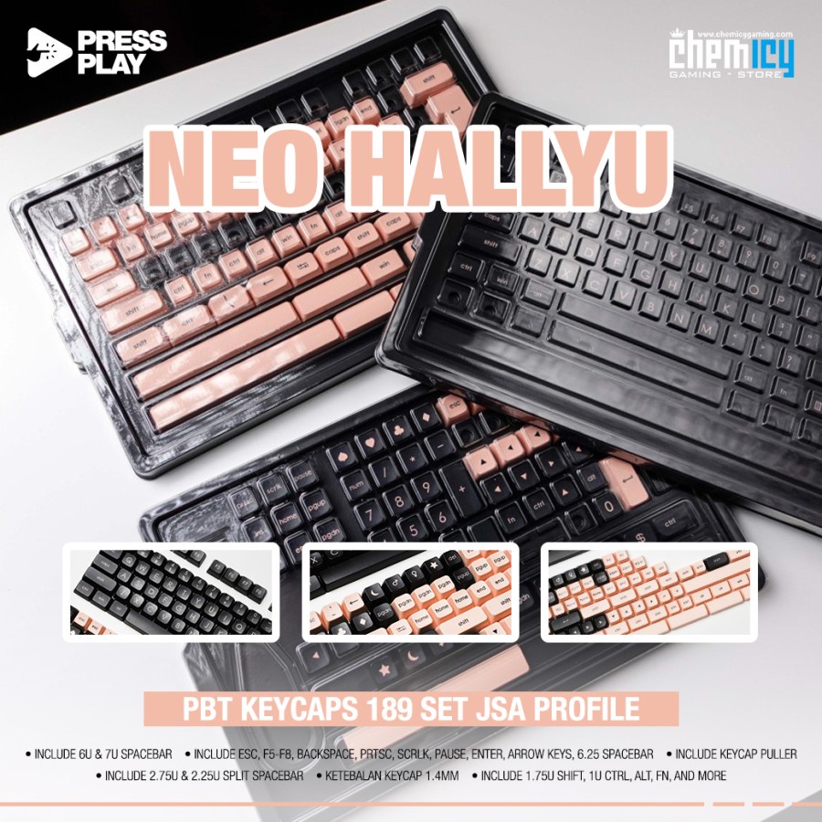 Press Play Neo Hallyu PBT Keycaps 189 set JSA Profile