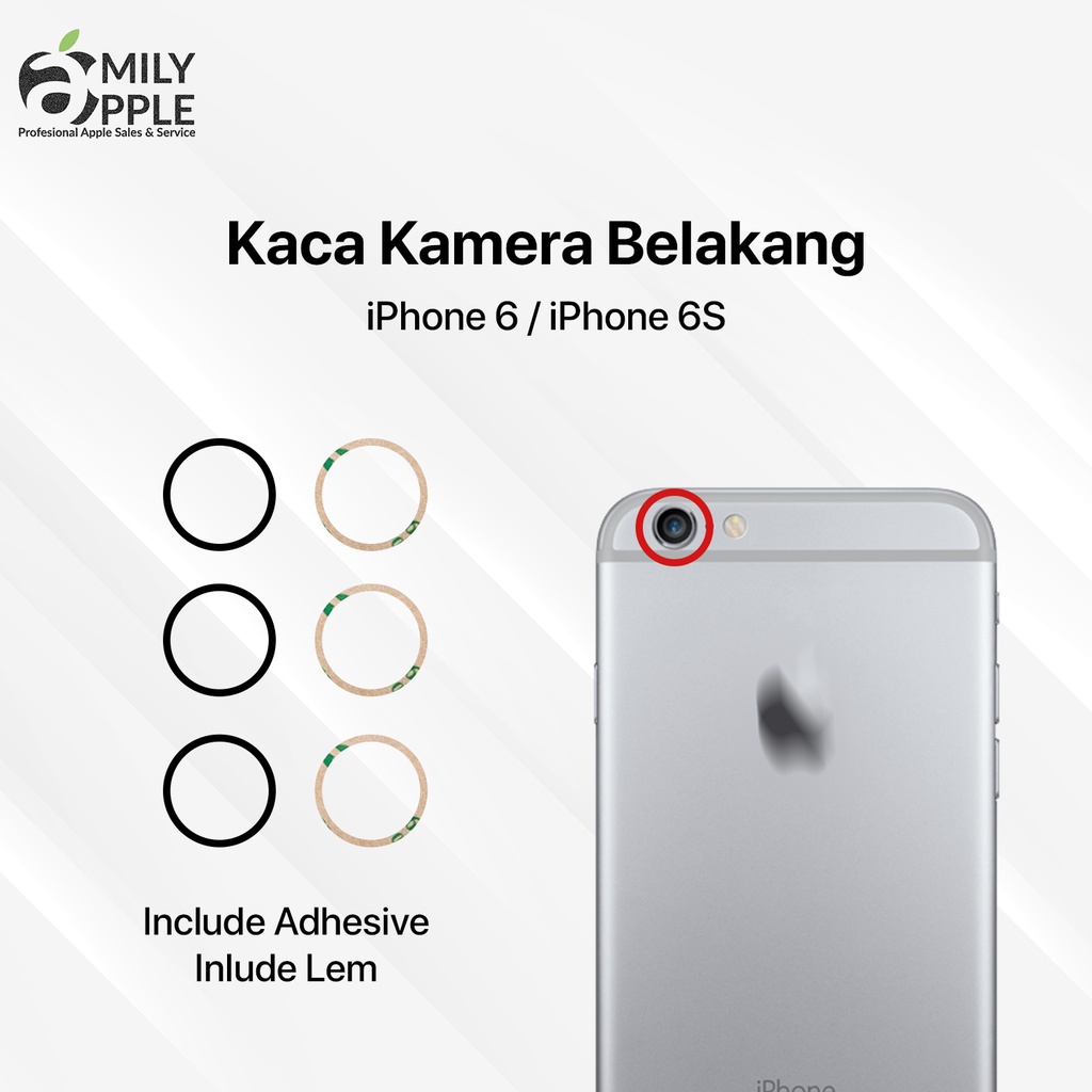 Kaca Kamera Belakang iphone 6 / iphone 6s include Lem