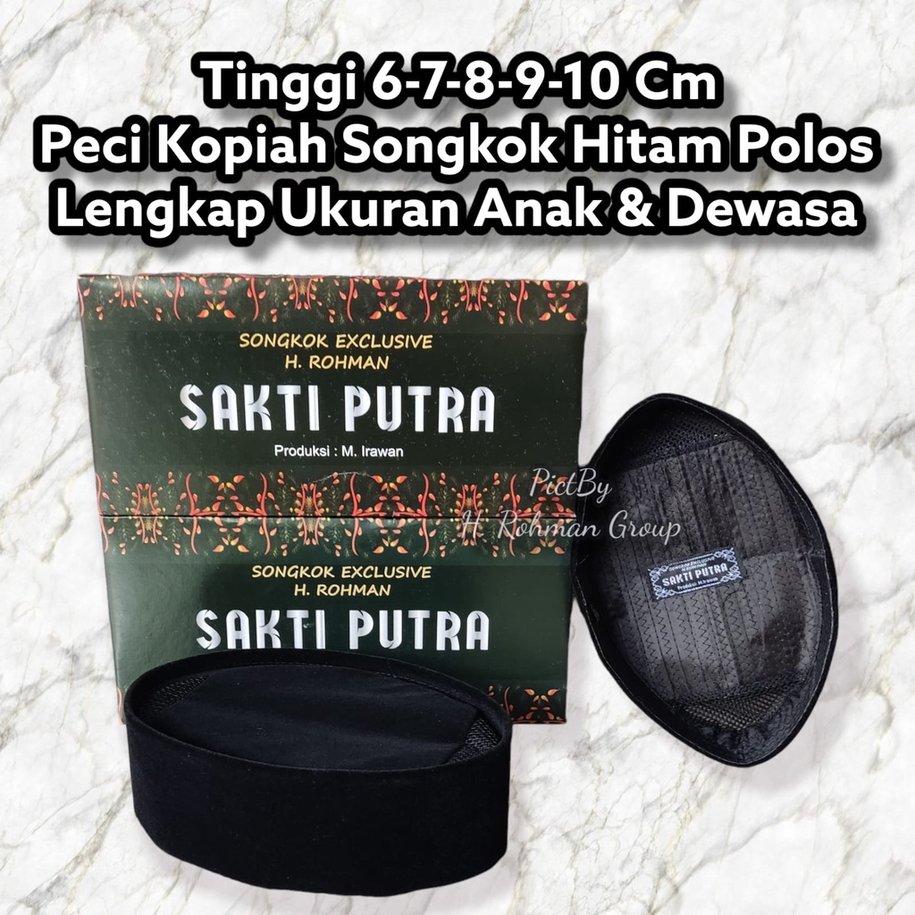 Peci Hitam Kupyah Pendek Songkok Hitam Nasional Tinggi 6 cm 7 cm 8 cm 9 cm 10 cm Ukuran Anak Dan Dewasa Aksesoris Muslim Pria