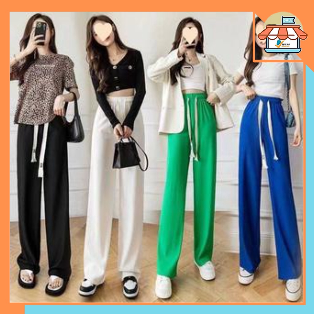 RSB CPG259 Celana Panjang Wanita Straight Hight Waits Snakebone Pattern Wide Leg Pants