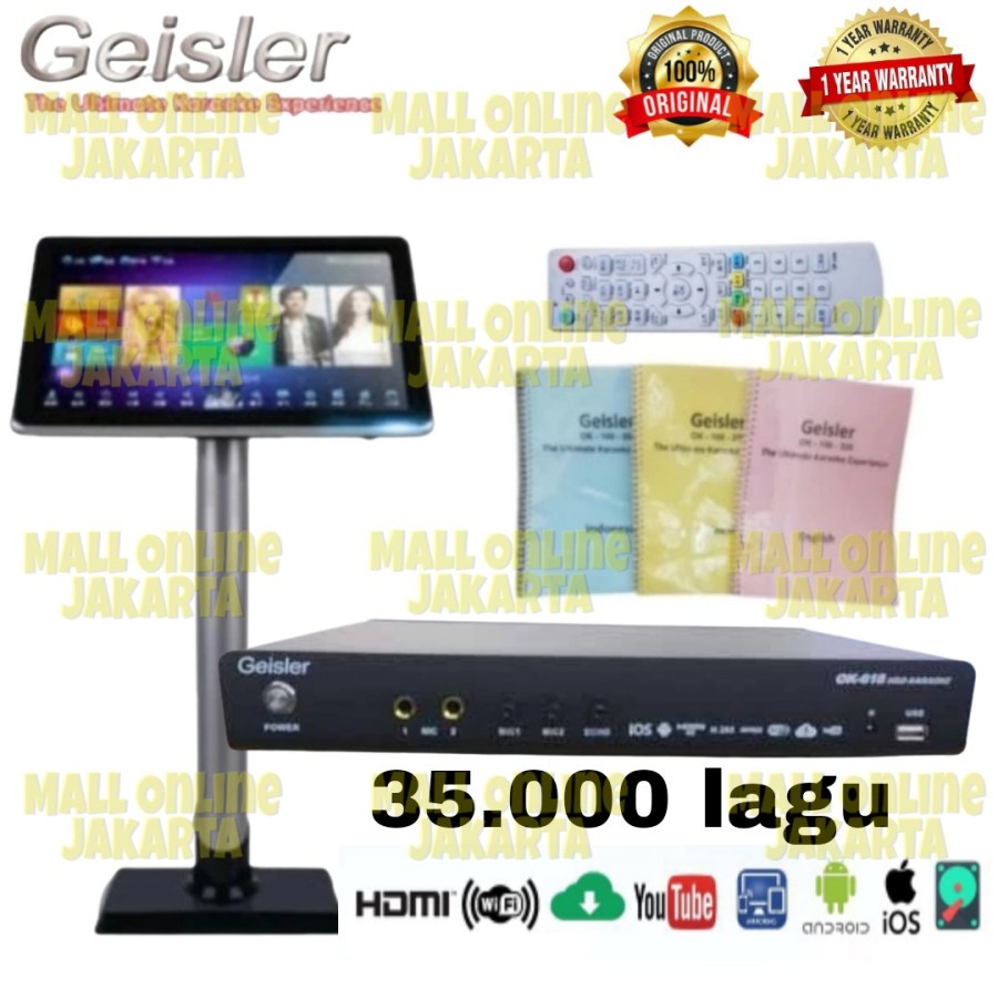 Paket dvd karaoke geisler ok618 layar sentuh touchscreen 19 inch