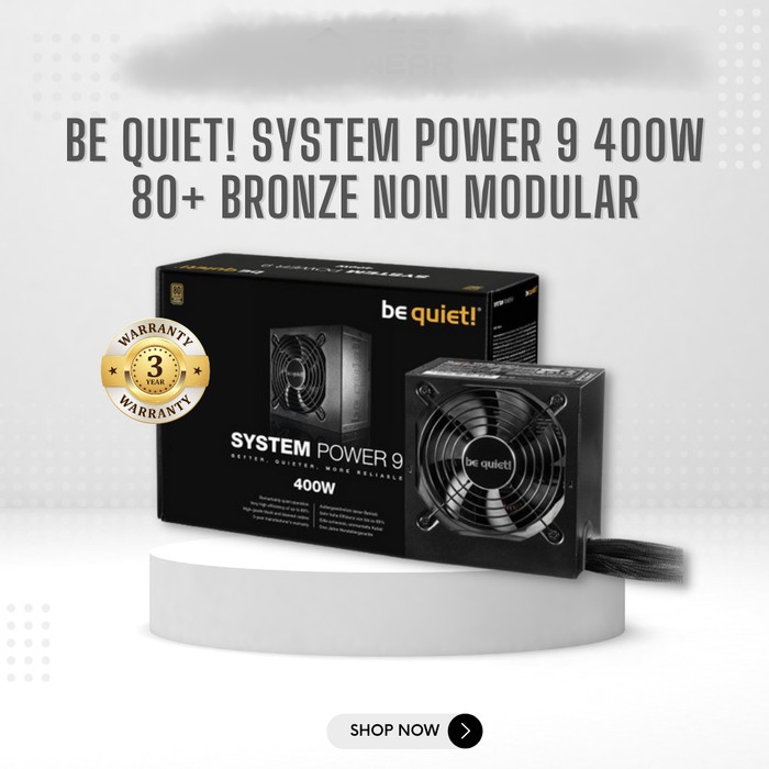 be quiet! SYSTEM POWER 9 400W - 80+ Bronze Certified - Garansi Resmi