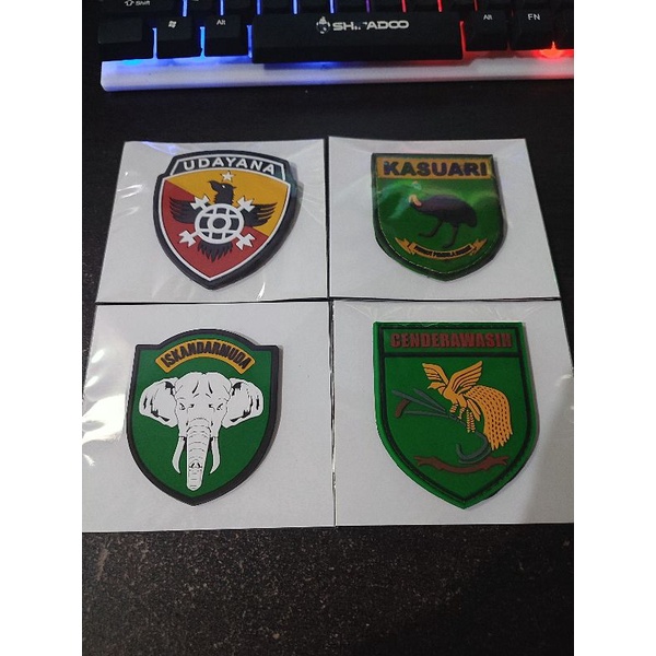 Jual Emblem Karet Patch Rubber Udayana Kasuari Cendrawasih Iskandar Muda Im Tni Ad Tempelan