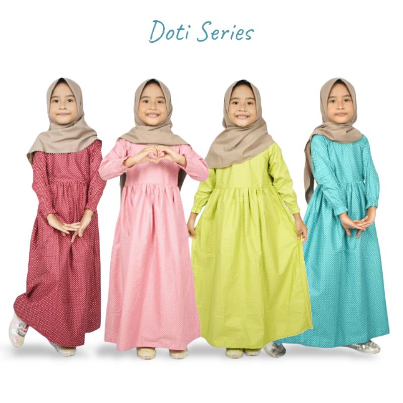 TIPIDEE - Gamis Anak Katun Jepang / Baju Muslim Anak Perempuan Katun Jepang ORI 3-8 Tahun