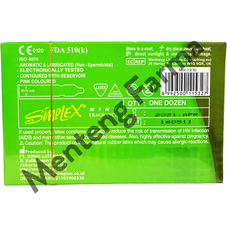 Kondom Simplex Mint Fragrance - Isi 12