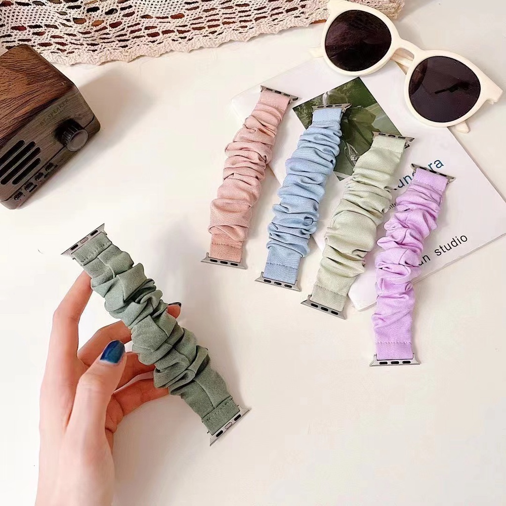 [ Tanpa Jam ] SCRUNCHIE KOREA ELASTIS ADJUSTABLE STRAP WATCH - SERI ULTRA 1 2 3 4 5 6 7 8 SE | SIZE 38mm 40mm 41mm 42mm 44mm 45mm 49mm | Tali strap band apple watch iwatch smartwatch iwo T500 T55 IWO HW22 W26 dll