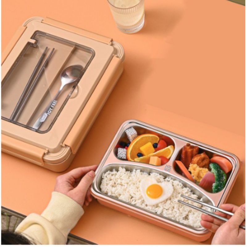 Lunchbox stainless 304 3sekat/kotak makan stainless 3sekat