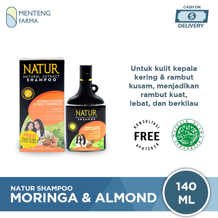 Natur Shampoo Moringa &amp; Sweet Almond Oil 140 ML - Perawatan Kulit Kepala Kering