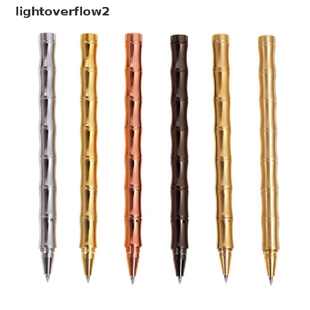 (lightoverflow2) 1pc Pulpen Bentuk Bambu Bahan Kuningan Untuk Hadiah