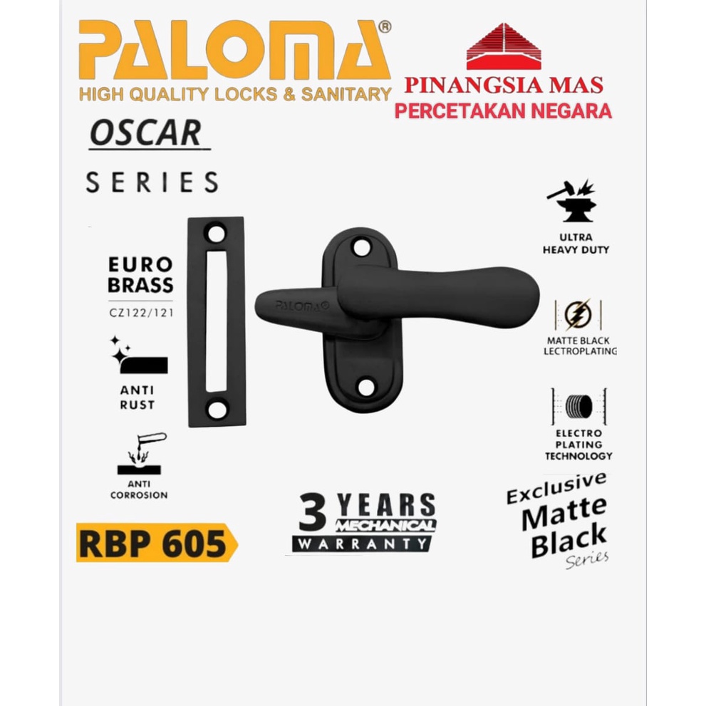 RAMBUNCIS PALOMA RBP 605 BLACK KUNCI JENDELA HITAM SLOT KUNCI GRENDEL JENDELA