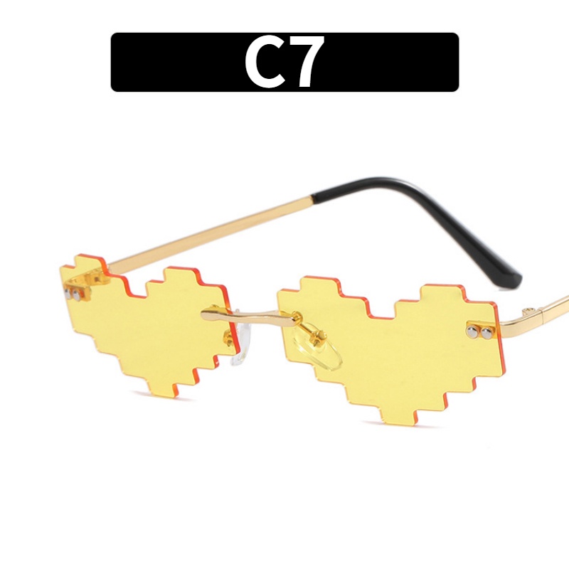 (YUZHU) Western Fashion Sweet Cool Hot Girl Love Sunglasses New Fashion Funny Mosaic Sunglasses