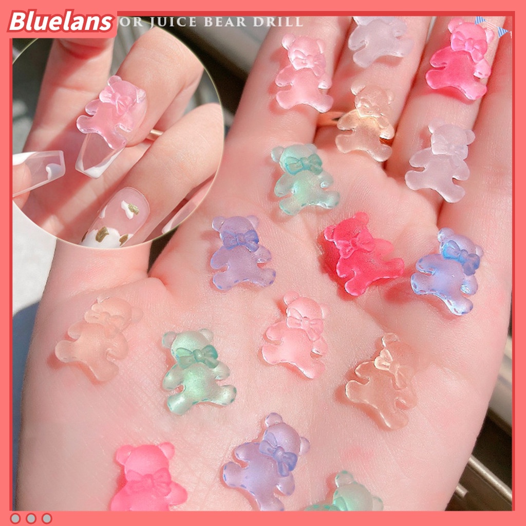 (In Stock) Kacamata Hitam Lensa Warna Warni ♡30pcs / Set Ornamen Kuku UV Gel Bentuk Beruang Untuk Aksesoris Manicure Wanita