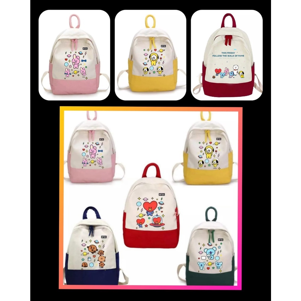 Tas Sekolah Anak Perempuan Karakter Kartun BT21 Style Korea