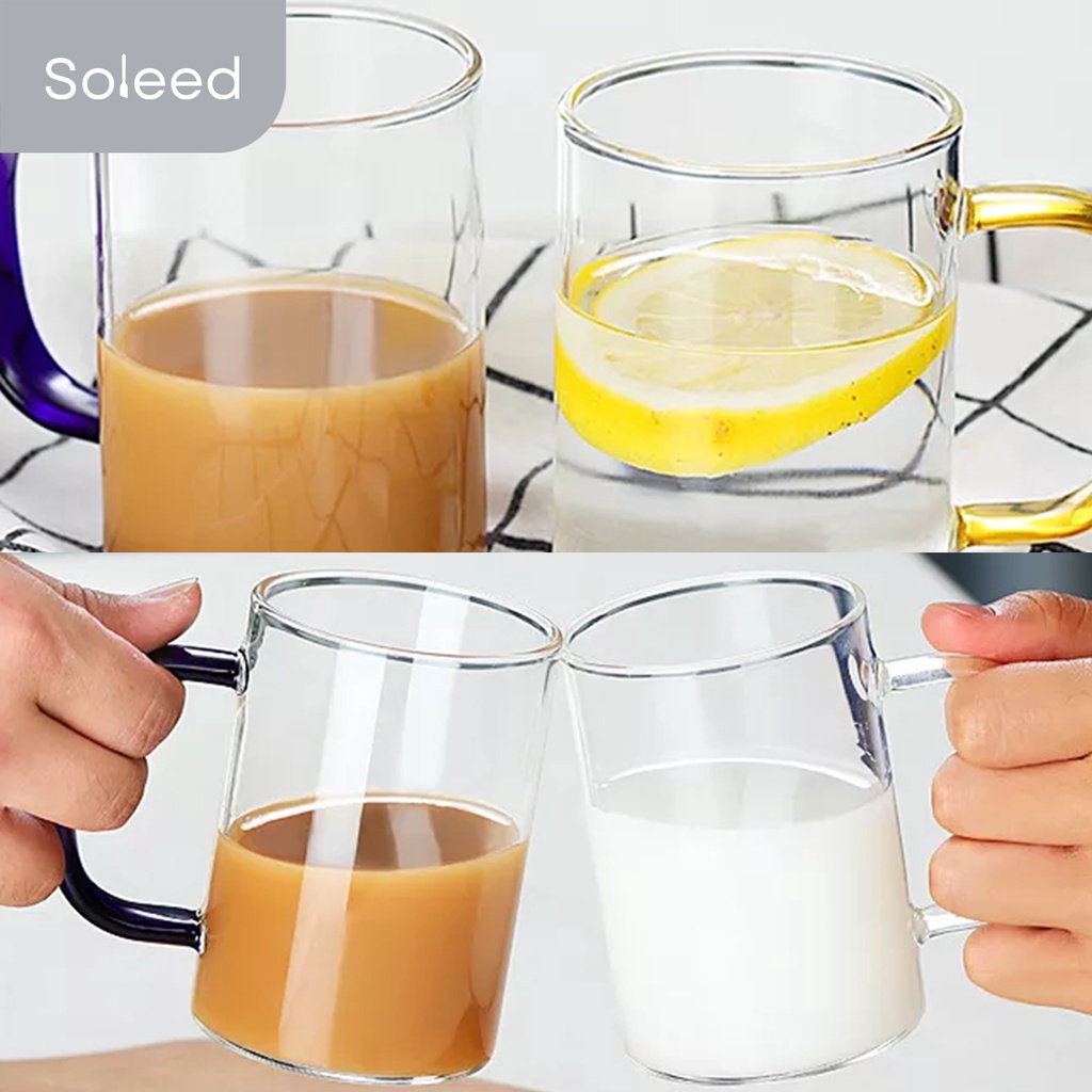 GELAS KACA TEH KOPI  TEA COFFEE GLASS HANDLE 400ML