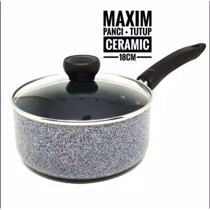 MAXIM CERAMIC WOK 30 CM TUTUP KACA ORI + 18CM SAUCEPAN + TUTUP KACA ORI BERGARANSI RESMI