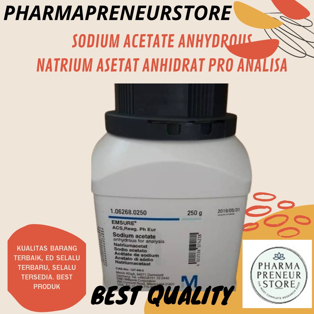 SODIUM ACETATE ANHYDROUS / NATRIUM ASETAT ANHIDRAT PRO ANALISA 5 DAN 10 GRAM MERCK BEST QUALITY