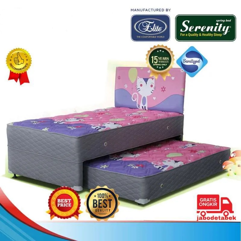 Elite 2 In 1 Serenity Happy Kitty Set Kasur Sorong Springbed