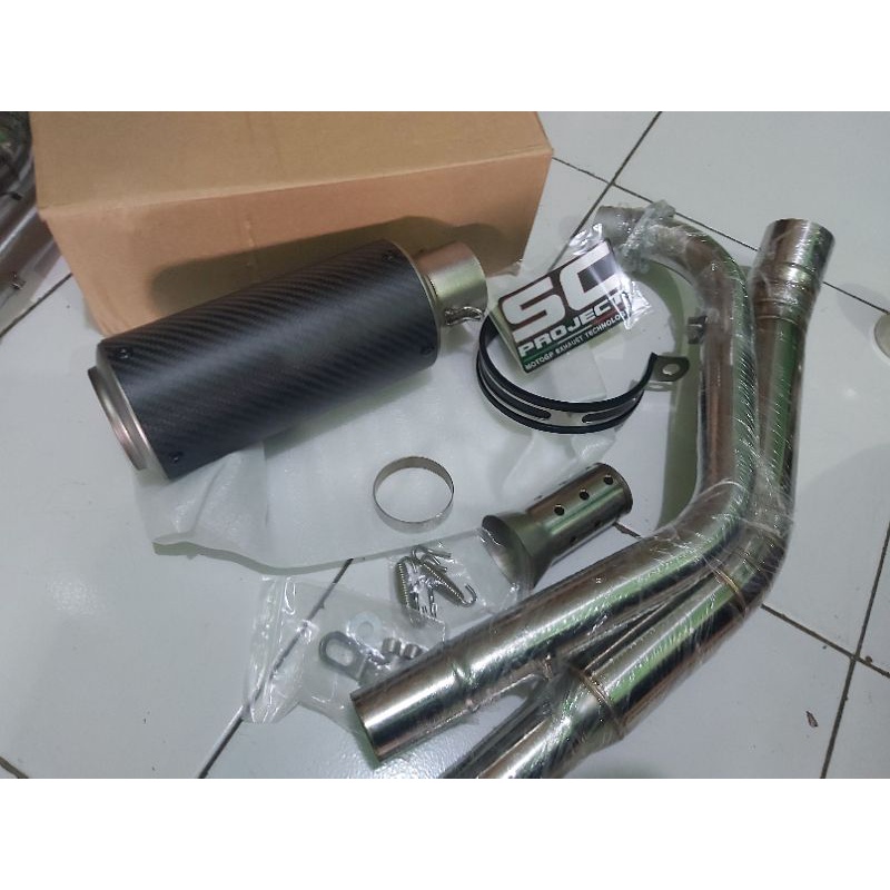 Knalpot SC Project Carbon Fiber IMPORT Full System CBR 150 R Led