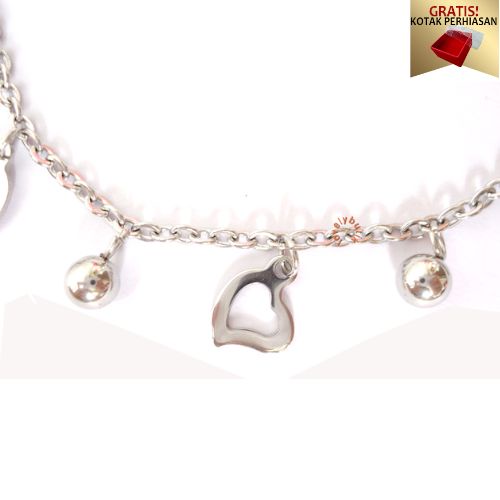 Gelang Tangan Wanita Titanium anti karat Love Gelang Kaki Anti Luntur Model Terbaru Bonus Kotak Perhiasan - Lovelybutik