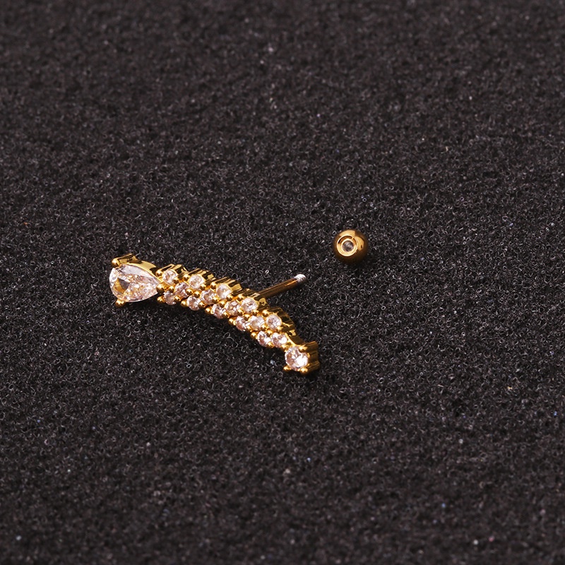 1 Pc Anting Tindik Bahan Zirkon Gaya Korea