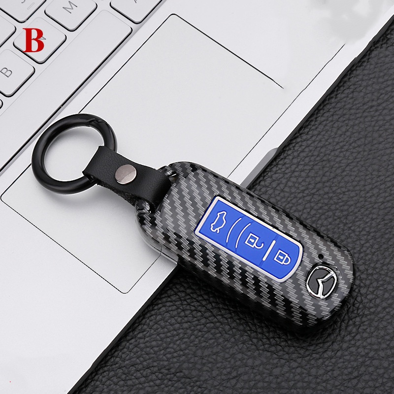 Cover Kunci Mobil Mazda Carbon Fiber Car Key Cover Case Cocok Untuk Aksesoris Mazda 2 3 5 6 2017 Cx-4 Cx-5 Cx-7 Cx-9 Cx-3 Cx 5 2 Tombol