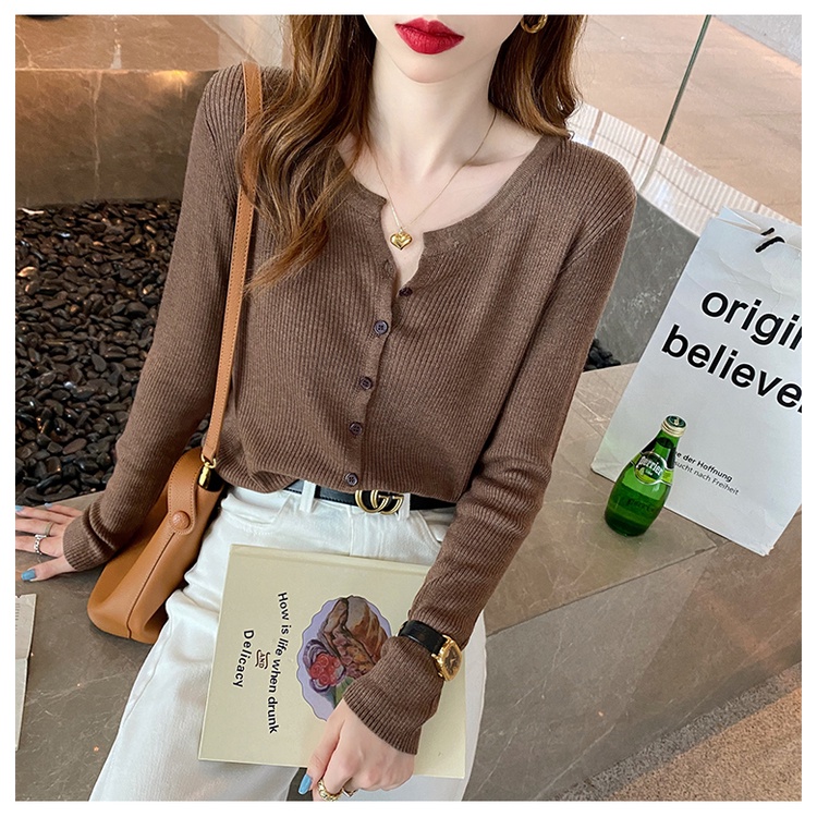 Korean Cardigan Basic Rajut Wanita Lengan Panjang