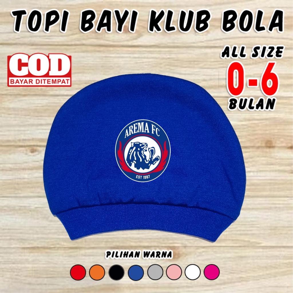 Topi bayi klub bola Arema Malang kupluk bayi laki laki perempuan 0 6 bulan newborn baru lahir baby g