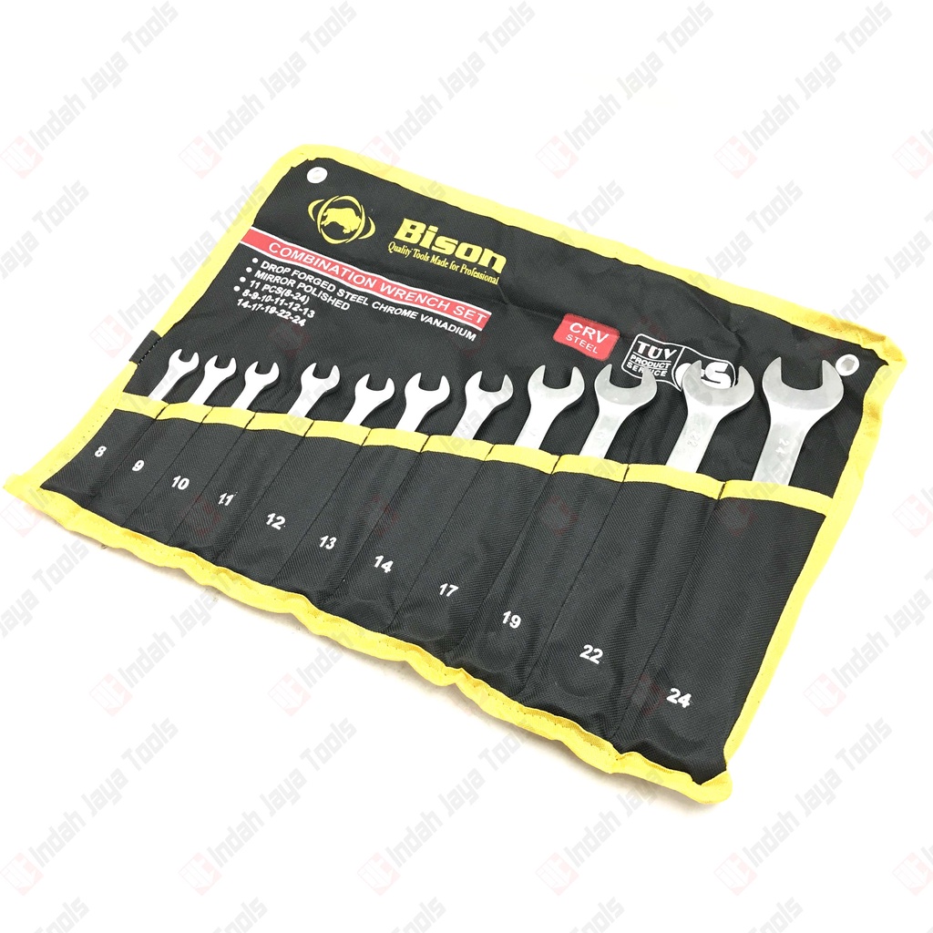 BISON Kunci RING PAS Set 11 Pcs 8-24 mm CRV Steel Combination Wrench