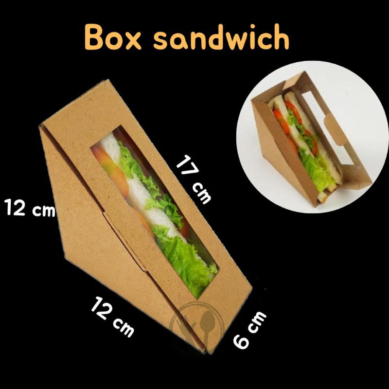 BOX DUS SANDWICH SEGITIGA DUS SANDWICH FRUIT SANDWICH SEGITIGA BOX KRAFT WINDOW JENDELA