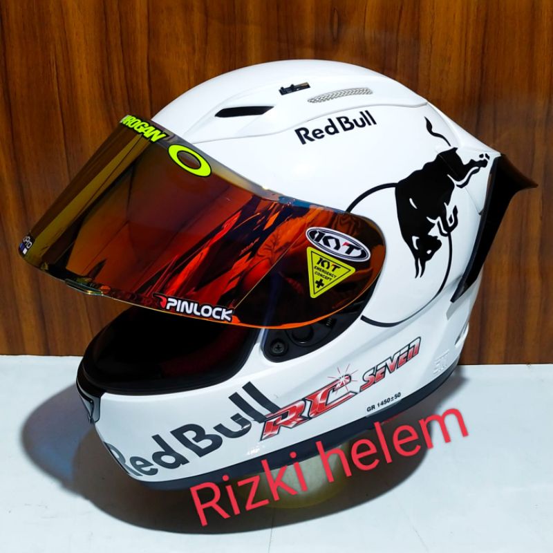 helm full face kyt Rc Seven Putih paket ganteng