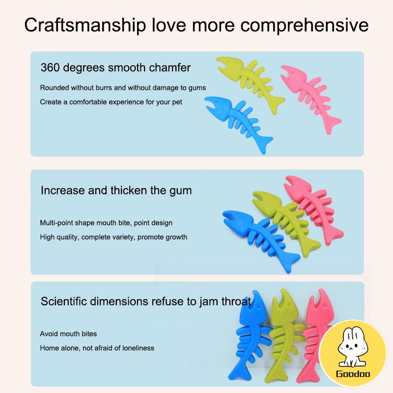 Bentuk Tulang Ikan TPR Sounding Rubber Cat And Dog Toy Tahan Gigitan Self Playing Pet -Doo