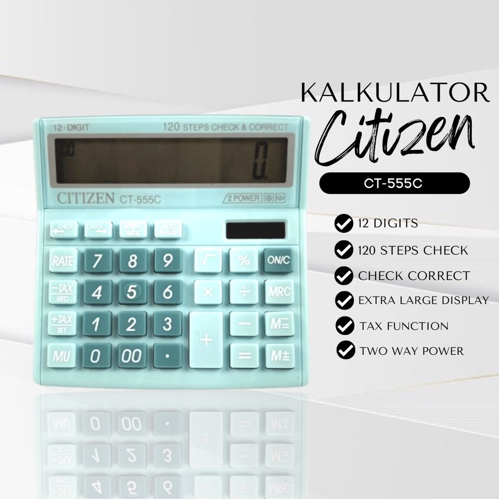 

KALKULATOR FANCY WARNA WARNI CALCULATOR CITIZEN 555C / KALKULATOR COLOUR SERIES 12 DIGIT CHECK ULANG