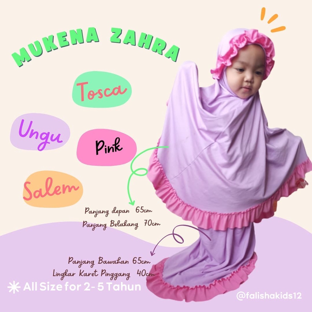 mukena anak / TK / PAUD / allsize 2-5 tahun / MUKENA MAHKOTA ZAHRA