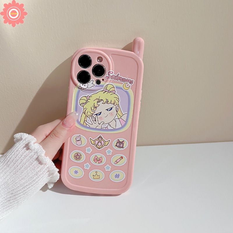 Sailor Moon Case Handphone Motif Anime Jepang Untuk IPhone 11 12 13 14 Pro MAX XR 7 8 Plus X XS MAX SE