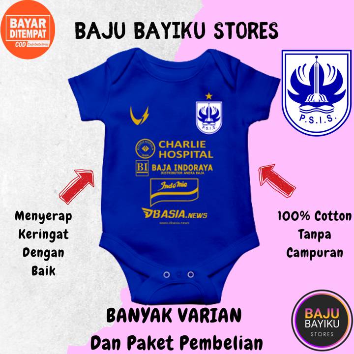 Baju Bayi Perempuan New Born Lucu Setelan 0 3 Bulan Logo Karakter Sepak Bola Jersey PSIS Semarang Ju