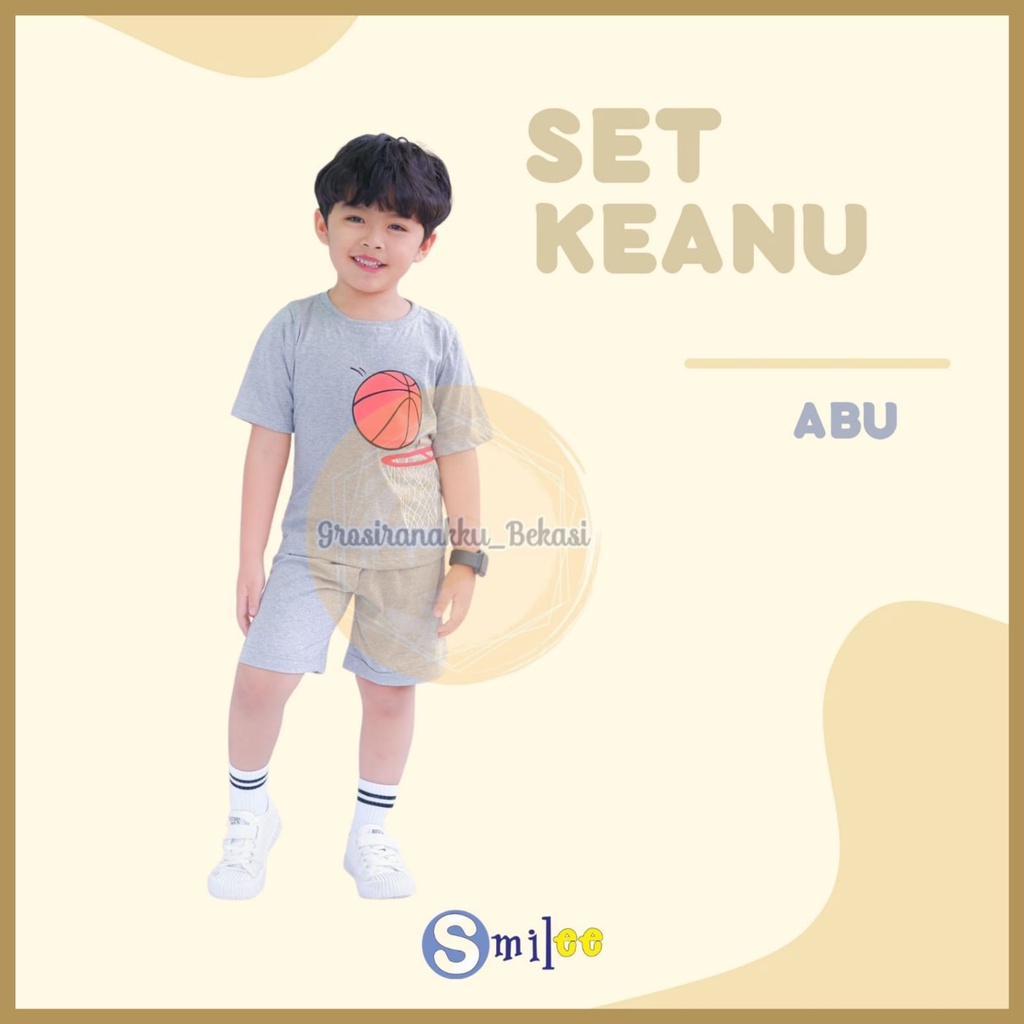 Setelan Anak Bola Keanu Smilee Warna Abu Size 1-5 Tahun