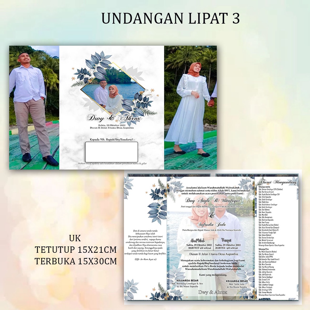 Undangan Pernikahan Model Lipat 3 Bisa Request Foto