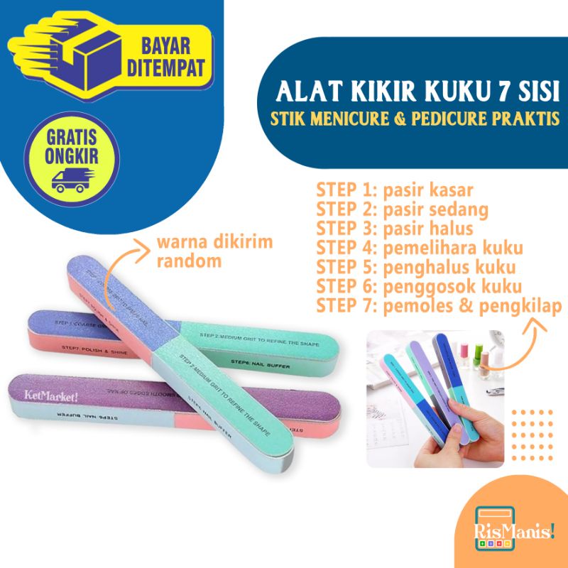 7 SIDED NAIL POLISH TOOL - Alat Kikir Kuku 7 in 1 Manicure Pedicure 7 Sisi Stik Amplas Pengkilap Penghalus Manikur Pedikur Salon Spa Kecantikan