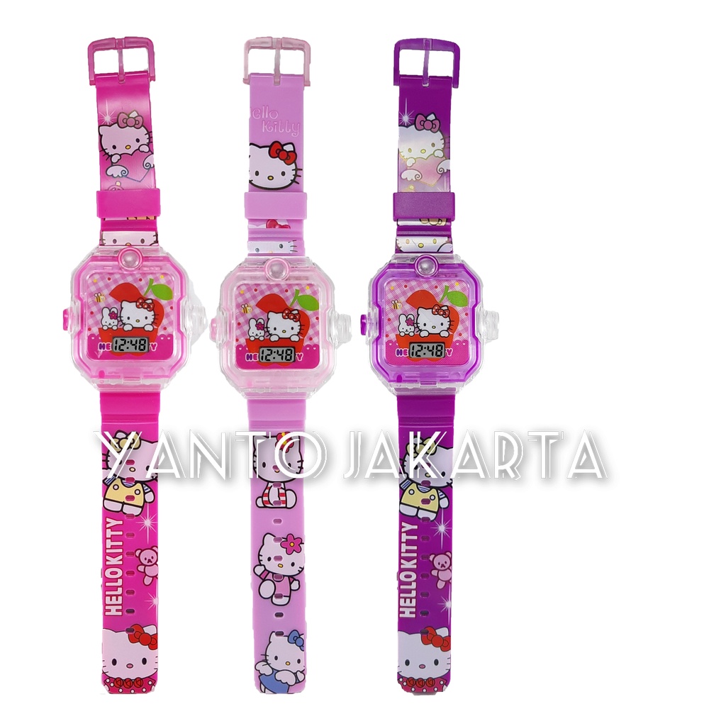 HELLO KITTY JAM TANGAN ANAK PEREMPUAN LAMPU MUSIK PROYEKTOR