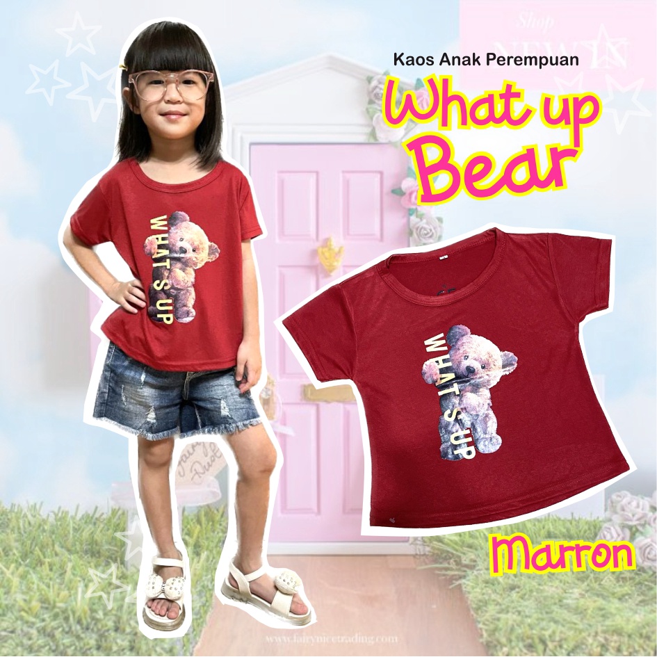 Atasan Kaos Murah Anak Perempuan What's Up Bear CF Kids