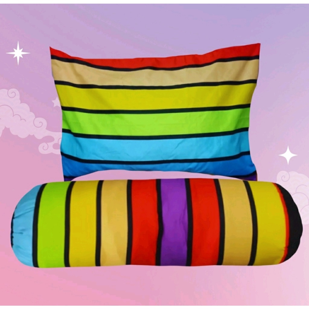 SARUNG BANTAL &amp; GULING MOTIF PELANGI(RAINBOW) ANTI LUNTUR ,LEMBUT, ADEM ,Ukuran Jumbo/Sarban&amp;Sargul Homemade