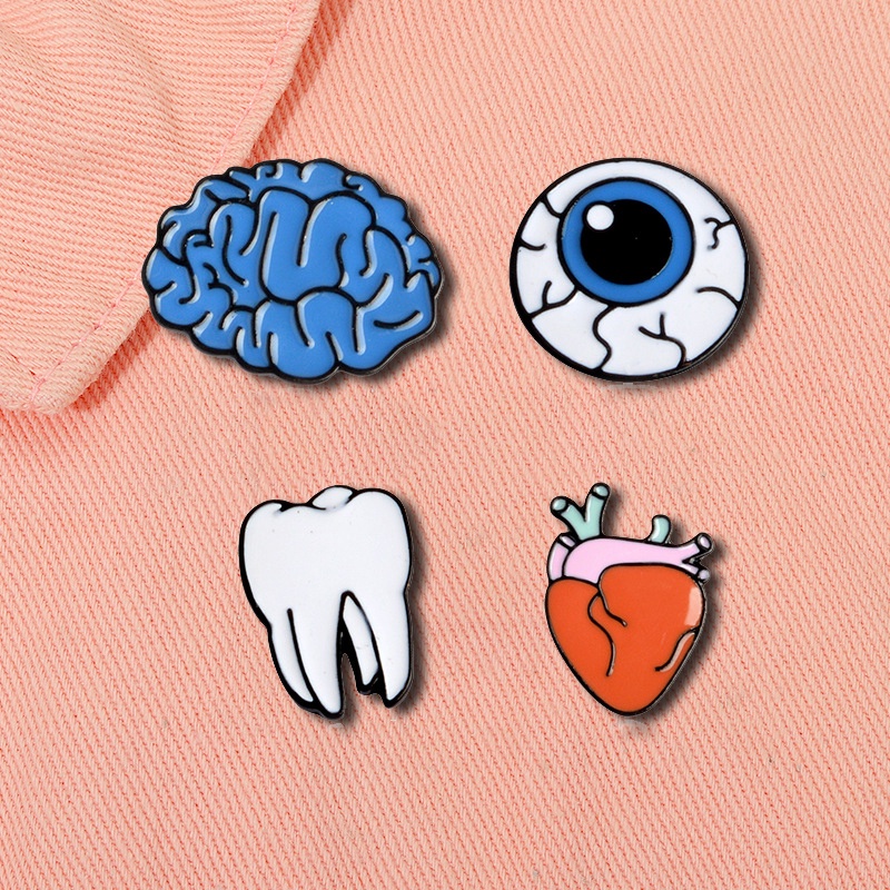 Bros Pin Enamel Bentuk Organ Tubuh Manusia Mata Otak Gigi Untuk Aksesoris Halloween