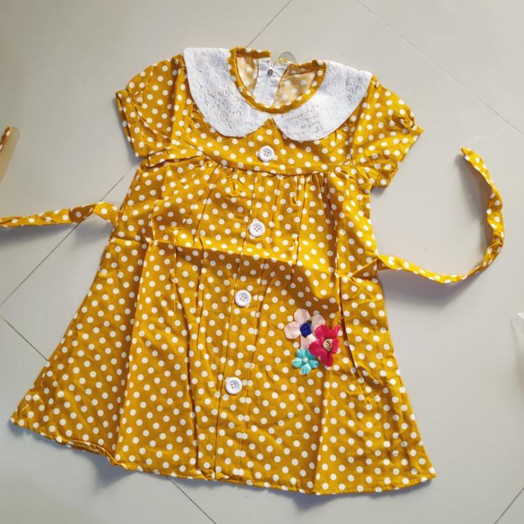 BTR.18Oc22ᴹ ▪ Dress anak 2 3 tahun polka kerah putih tali ( dress POLKA kerah tali )