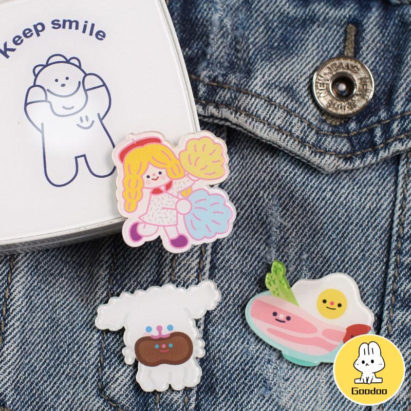 Cute Pin Brooch Bros Akrilik Korea Pin Tas Lucu Kartun Dari Hati Beruang Telur Rebus Yayli Lencana Tas Aksesoris -Doo