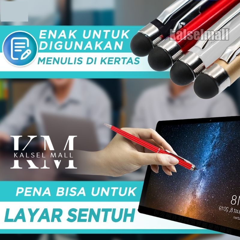 Stylus Pulpen Pena Pen Pensil HP Tablet Layar Sentuh Touchscreen Android Ipad Smartphone 2 In 1 Ballpoint Bulpen Universal ART45