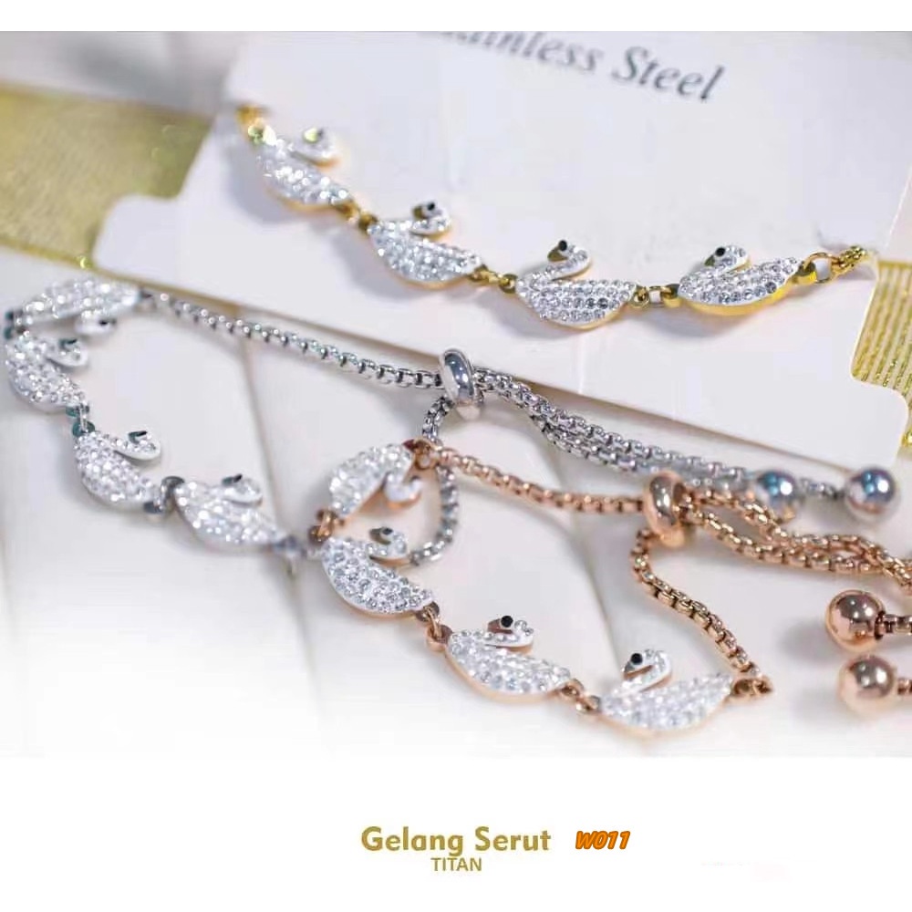 Titanium Gelang Serut Permata Mata Full Perhiasasn Fashion w011/012