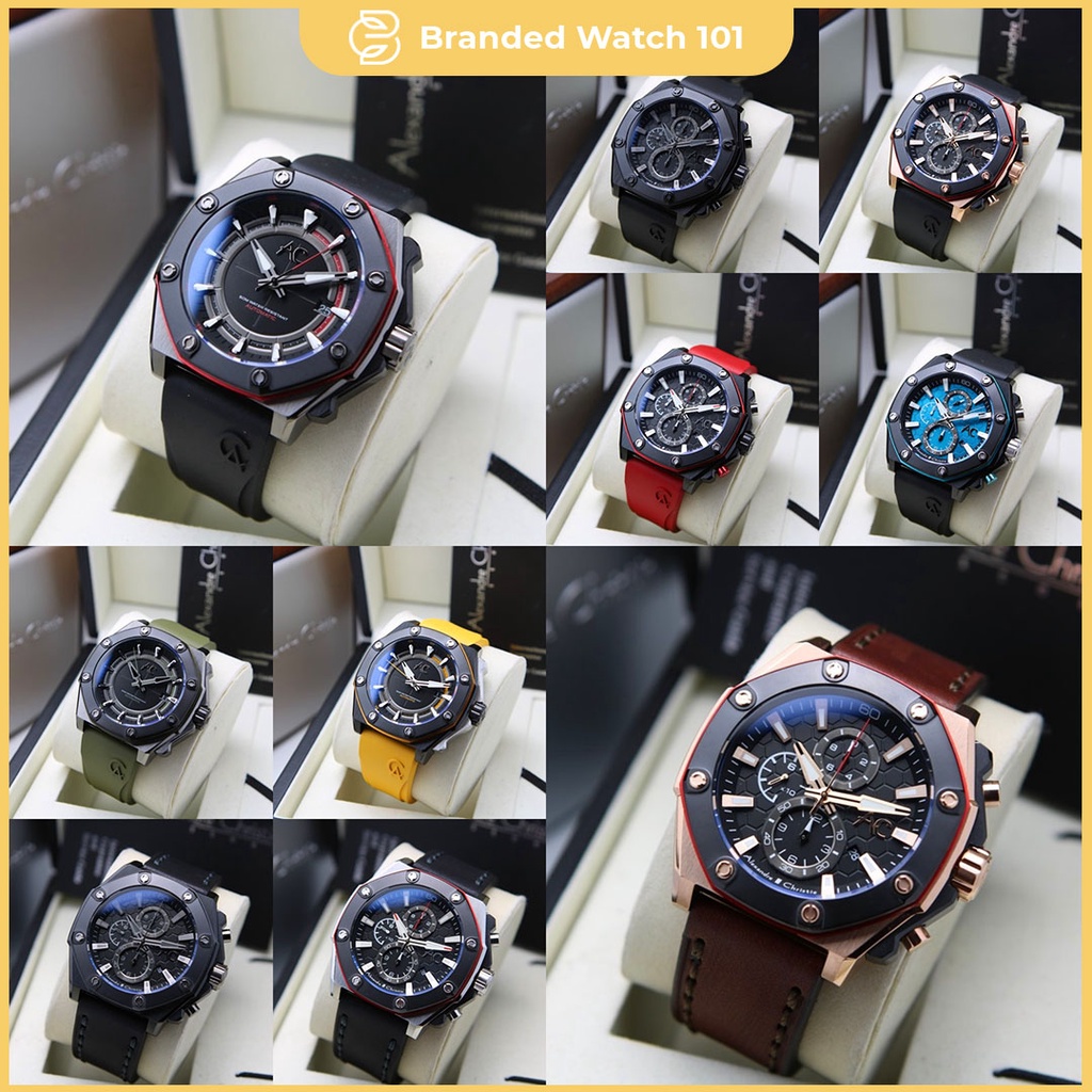 ORIGINAL Jam Tangan Pria Alexandre Christie Collection AC 9601 / AC9601 / 9601 Garansi Resmi 1 Tahun, Rubber &amp; Leather