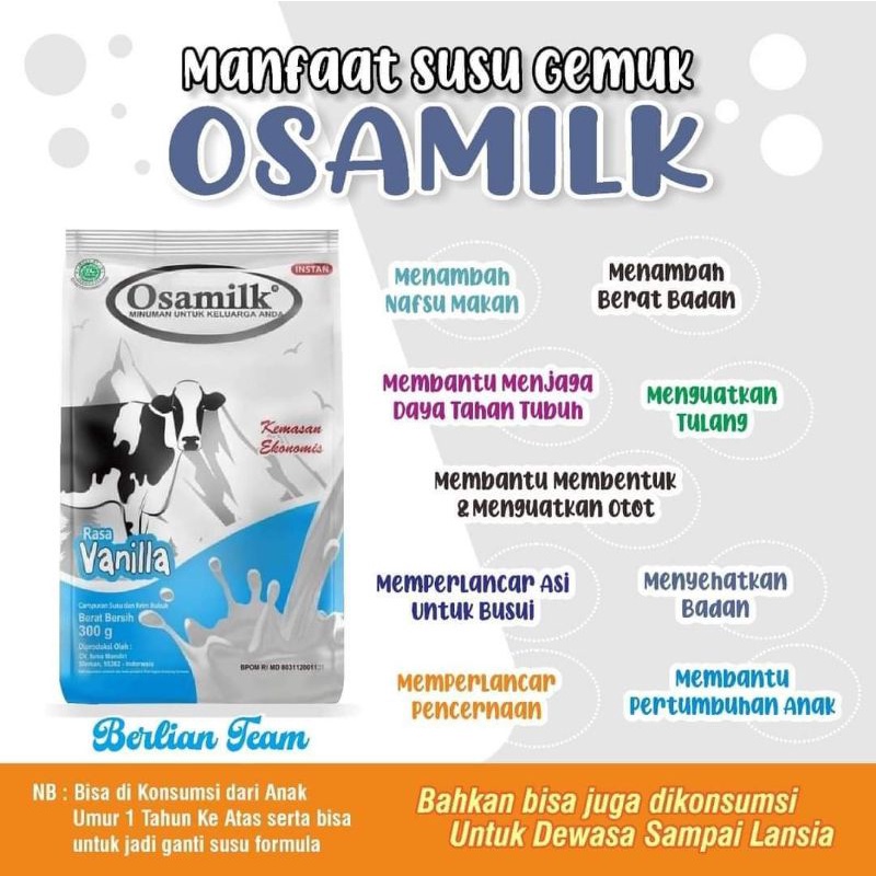 

OSAMILK SUSU PENGGEMUK, PENAMBAH NAFSU MAKAN, PENAMBAH BERAT BADAN, SUSU TINGGI KALORI